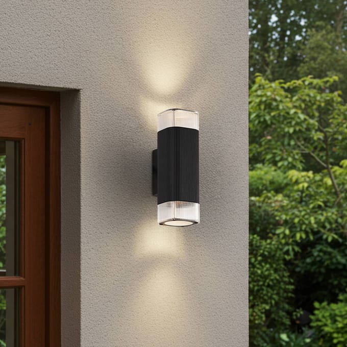 Lindby - Wandlamp buiten - 2lichts - Metaal, acryl - H: 24 cm - GU10 - zwart