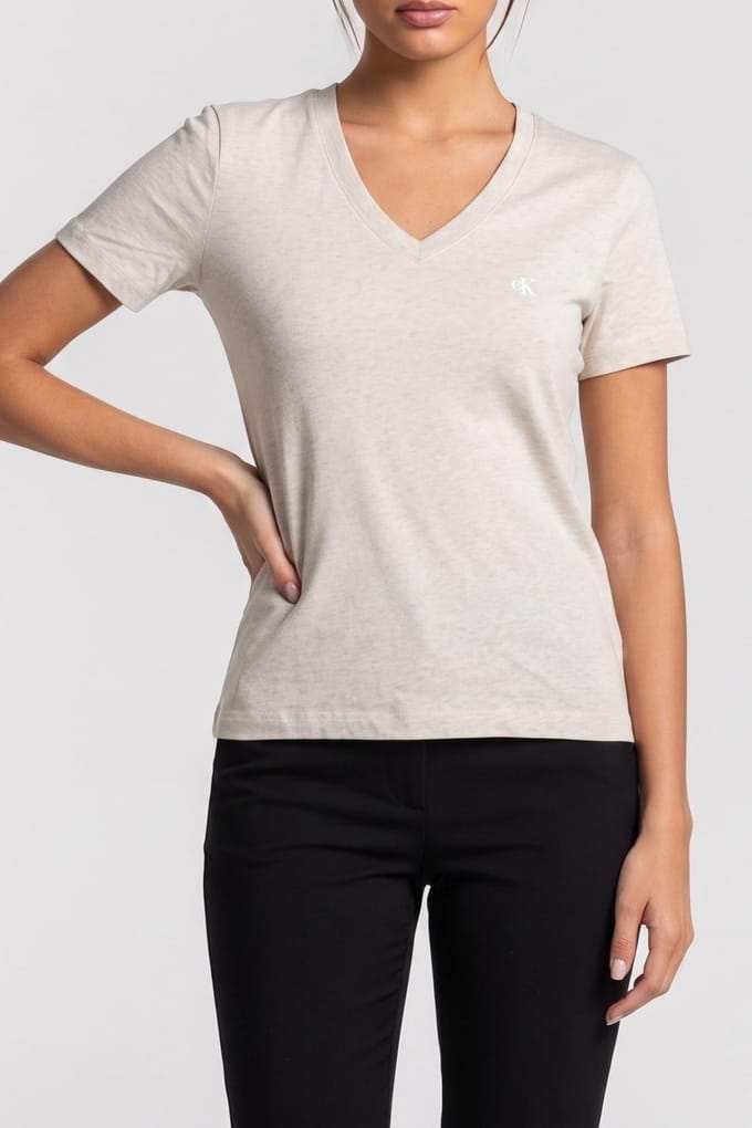Calvin Klein Archive Jersey V-neck Tee Ba01 Grey Heather Größe: M | Hemden Outlet | Damen | Grau