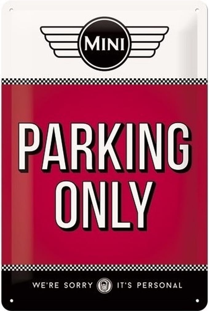 Nostalgic Art Mini Parking Only - Metalen wandbord voor autoliefhebbers - 20 x 30 cm