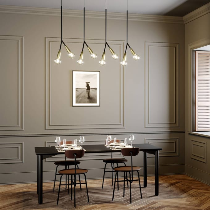 Lucande - hanglamp - 8lichts - metaal, aluminium - E27 - zwart, messing