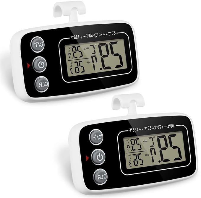 Digitale Koelthermometer Set van 2, Waterproof met LCD Scherm, Magnetisch en Vervangbare Batterij voor Koelkast en Vriezer