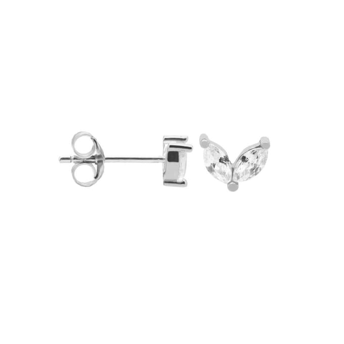 Karma Oorknoppen symbol double leaves zilver Crystal