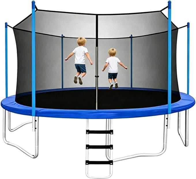 Trampoline Net - Veiligheidsnet Omheining - Buiten Spelen - Verstelbare Banden - 366-427 cm - Zwart
