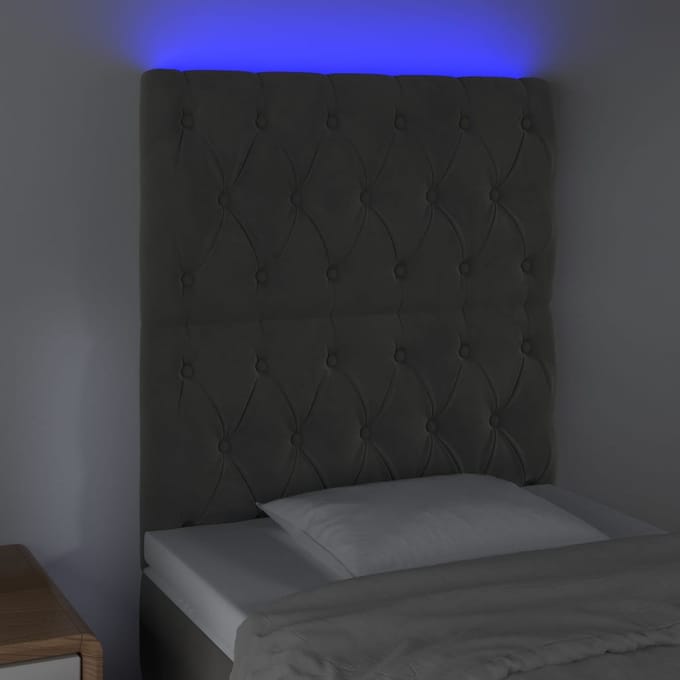 vidaXL - Hoofdbord - LED - 80x7x118/128 - cm - fluweel - donkergrijs