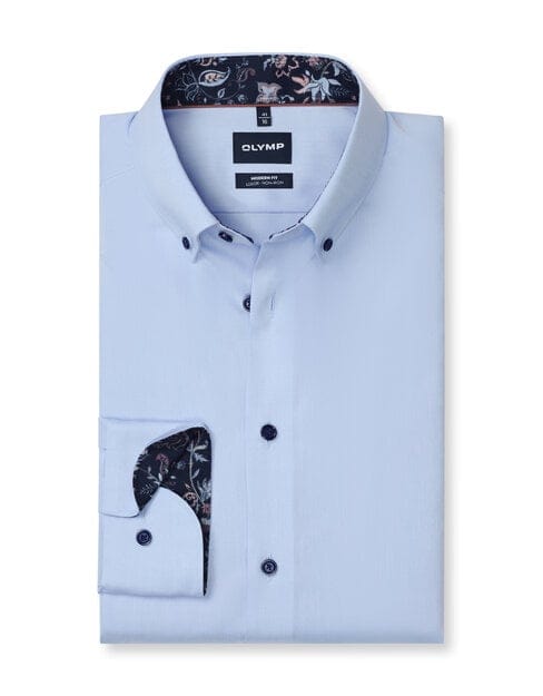 OLYMP Luxor Overhemd, Modern Fit, Button-down, Lichtblauw