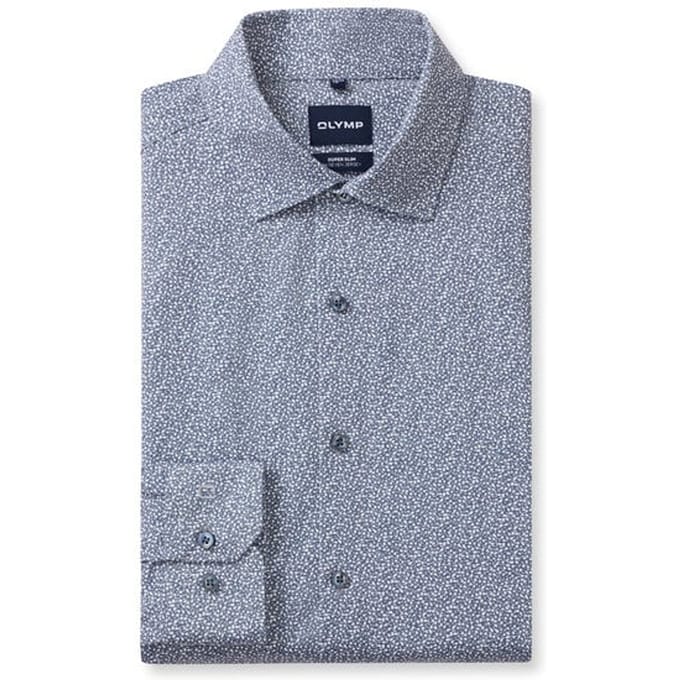 OLYMP No. Six 24/Seven Overhemd, Super Slim, Modern Kent, Marineblauw