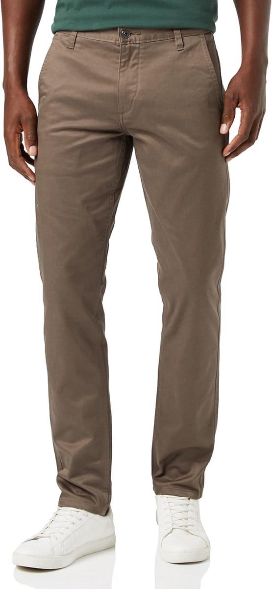 Slim Fit Heren Chino Broek - Stretch Twill Katoen Khaki
