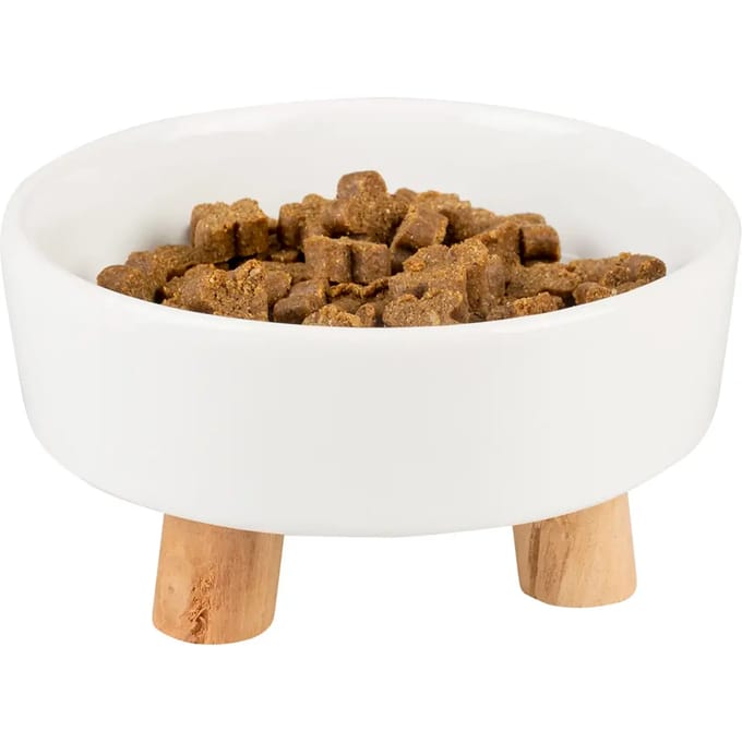 Duvoplus - Drinkbak - Hond - Eetkom Stone Up Timber 200ml - 11,5x11,5x6cm Wit - 1st
