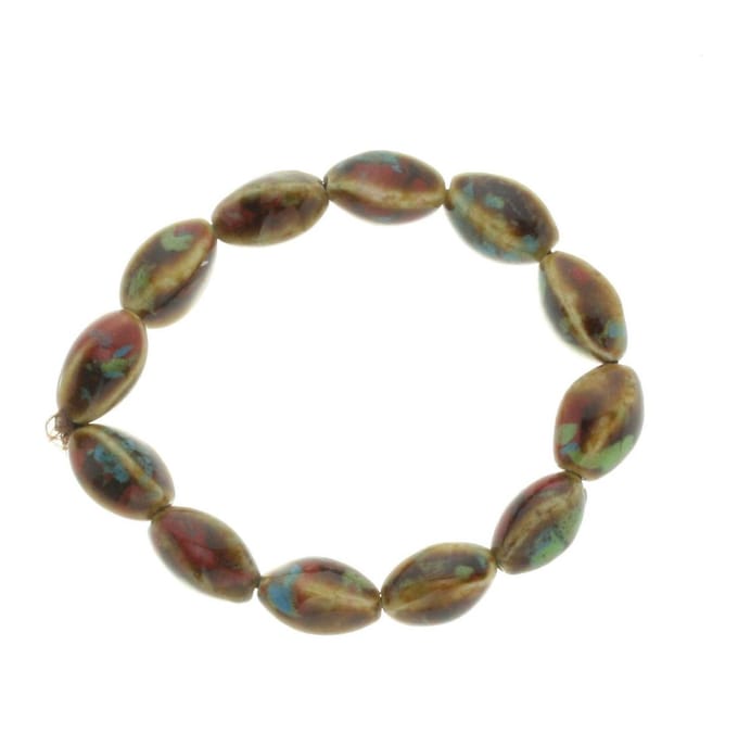 Behave - Elastische armband met keramieke kralen - handgemaakt - 17 cm