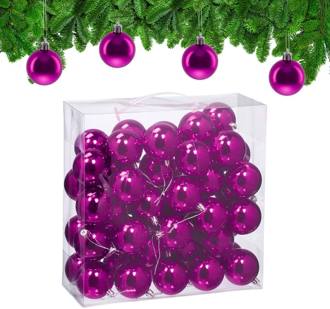 kerstballen set van 50 - Ø 6 cm - glanzend - kunststof - paars