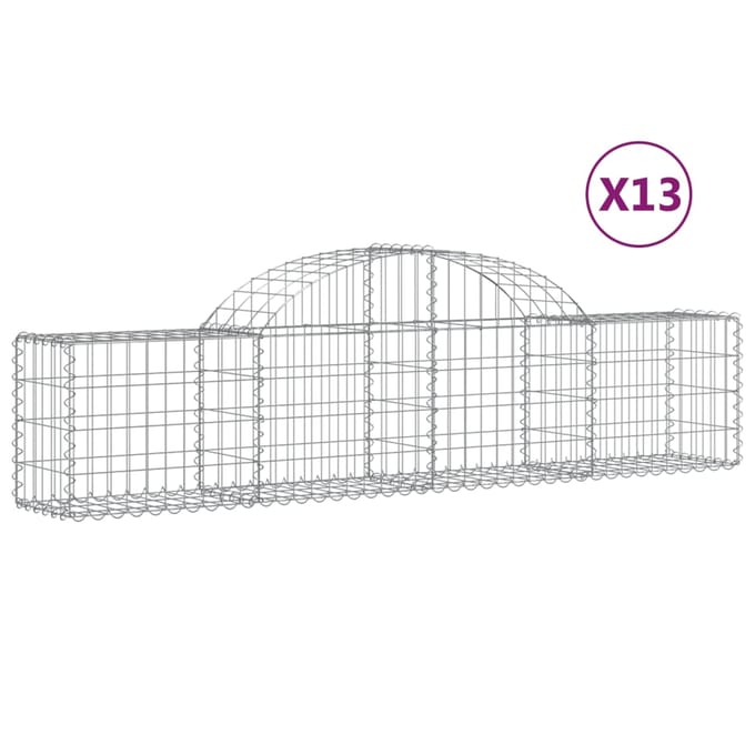 vidaXL - Schanskorven - 13 - st - gewelfd - 200x30x40/60 - cm - gegalvaniseerd - ijzer