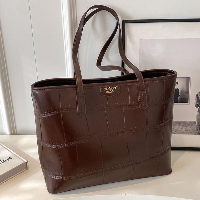 Handtas Grote Capaciteit Eenvoudige Tote Bag High End Ruit Schoudertas Trendy gray