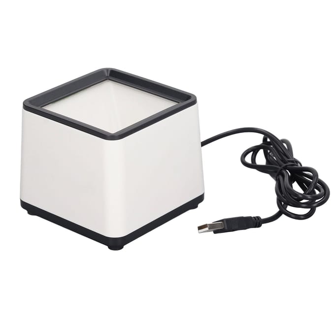 Handsfree Barcodescanner Spraakaankondiging Snelle Respons 2D Desktop Barcodelezer voor Bedrijven white