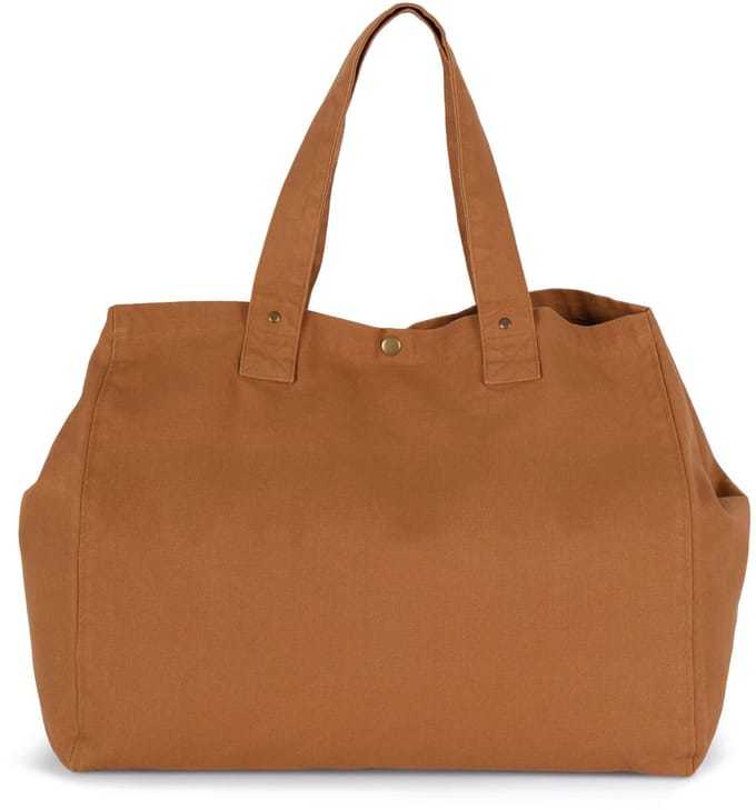 Kimood Shopper van verwassen katoen KI3208 - Washed Caramel Coffee - One size