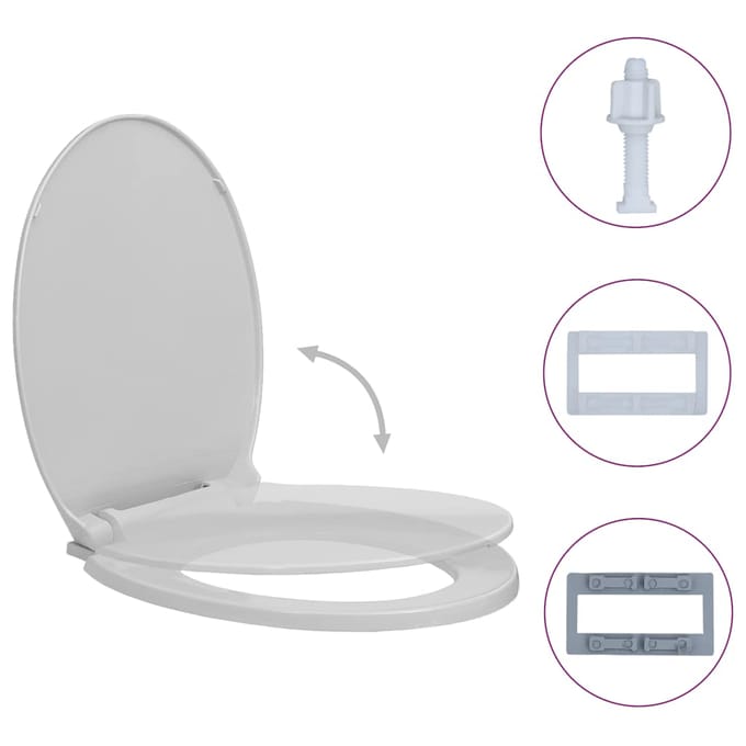 Siège de toilette avec mécanisme de fermeture douce Gris clair Ovale