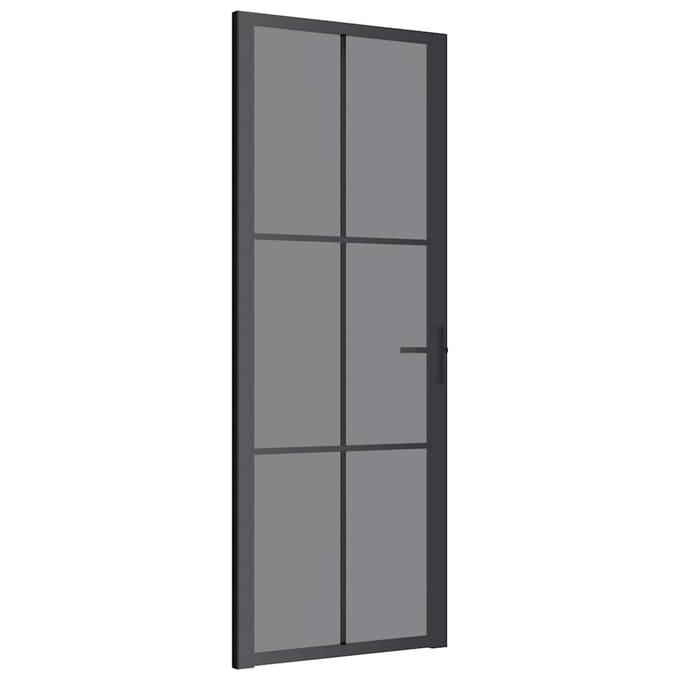 vidaXL - Binnendeur - 76x201,5 - cm - ESG-glas - en - aluminium - zwart