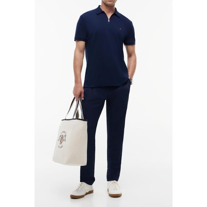 Tommy Hilfiger Interlock Zip Regular Polo Carbon Navy Größe: M | Poloshirts Outlet | Herren | Blau