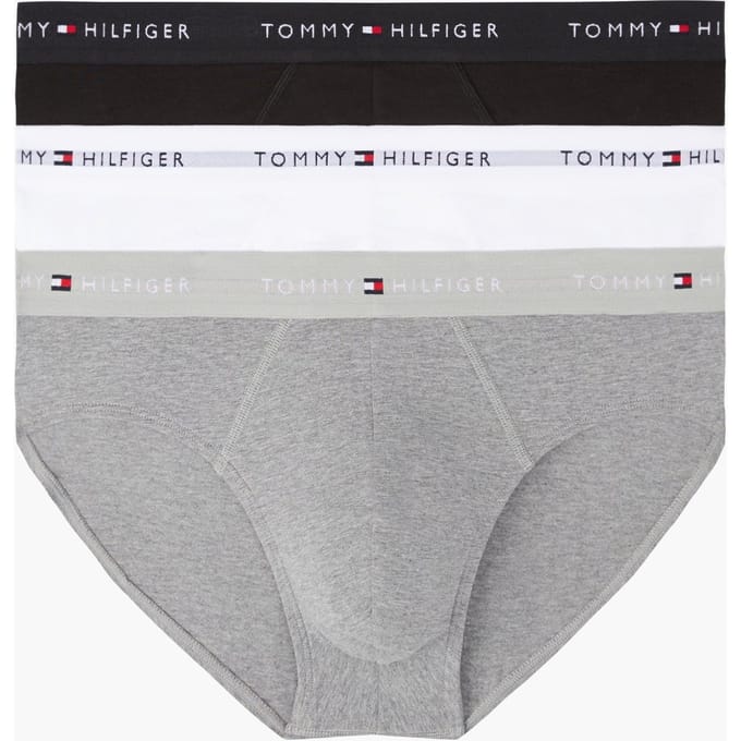 Tommy Hilfiger 3-pack Brief Waistband Mid Heather/black/white Größe: M | Unterhosen Outlet | Herren | Schwarz