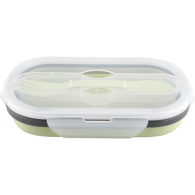 Voedselkwaliteit Silicone Opvouwbare Lunchbox Draagbare Rechthoekige Voedselbewaarcontainer (Groen) white