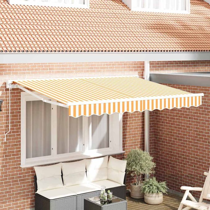 vidaXL Zijde Frame Geel en Wit 300 x 200 cm Polyester met PU-coating
