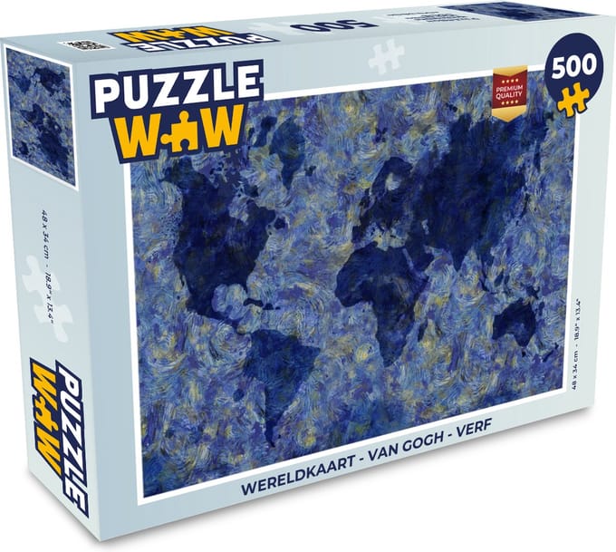 Puzzel Wereldkaart - Van Gogh - Verf - Legpuzzel - Puzzel 500 stukjes