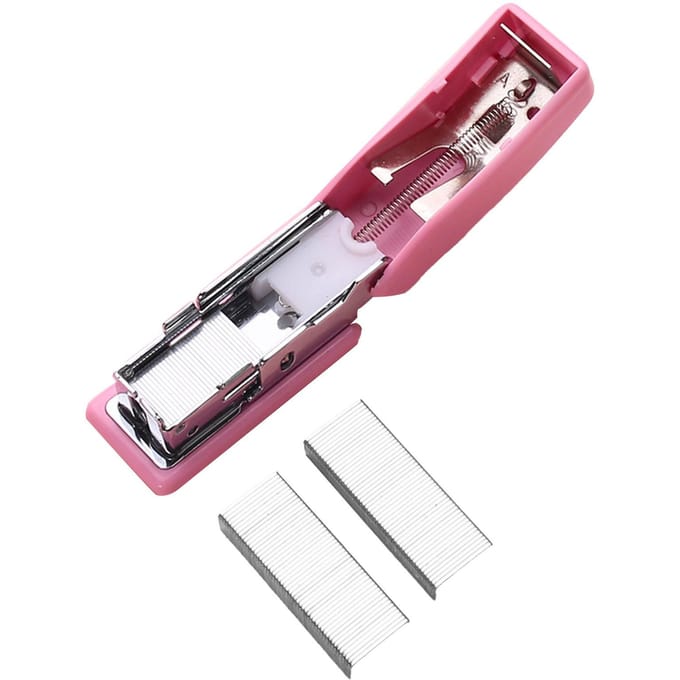 Mini Agrafeuse Portable Polyvalente Robuste Mignonne Petite Agrafeuse Portative avec Agrafe pour Maison École Bureau Rose rose