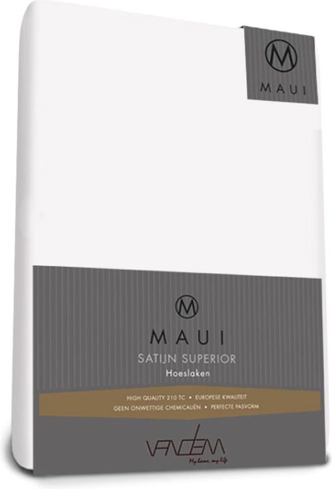 Maui - Van Dem -  satijn hoeslaken de luxe 90 x 200 cm wit