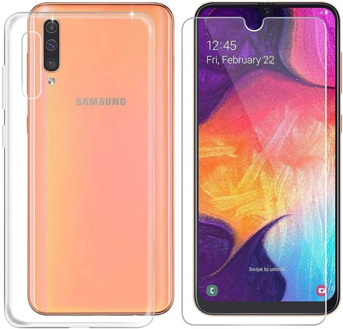 Ntech Hoesje Geschikt Voor Samsung Galaxy A70/A70s Hoesje Transparant Siliconen Case + Glazen Screenprotector