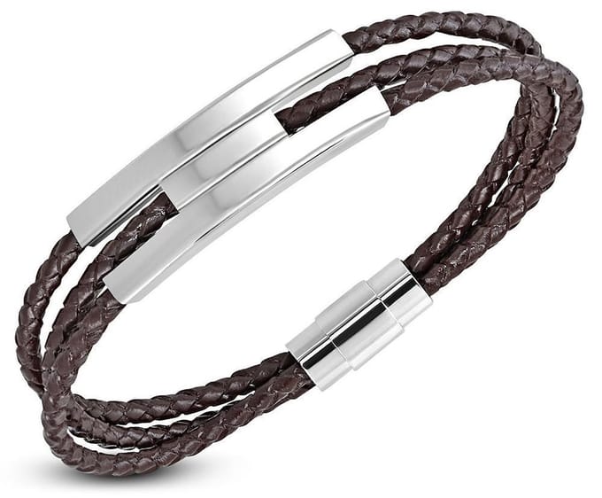 Montebello Armband Calvin E - Leer - 316L Staal - Magnetisch - 9mm - 22cm