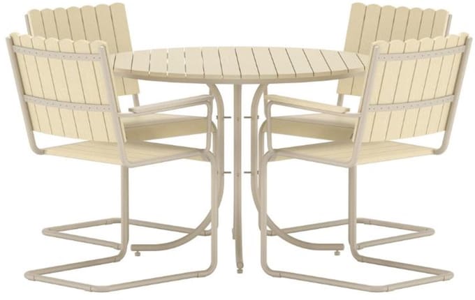 Holmsund tuinmeubelset tafel 100x100cm 4 stoelen beige.