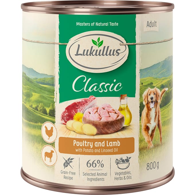 6x800g Gevogelte & Lam Lukullus Hondenvoer