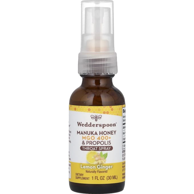 Manuka Honing & Propolis Keelspray, Citroen Gember, Mgo 400+, 30 ml (1 fl oz)