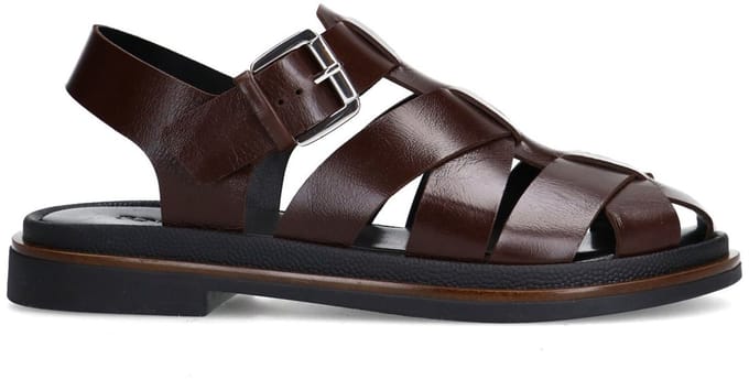Sacha - Dames - Donkerbruine leren sandalen - Maat 36