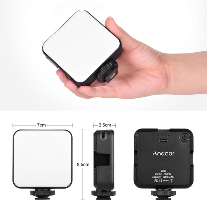 Kit d'éclairage de vidéoconférence W64 avec Mini lumière LED Vlog bicolore 6W, 2500K-6500K, variable noir
