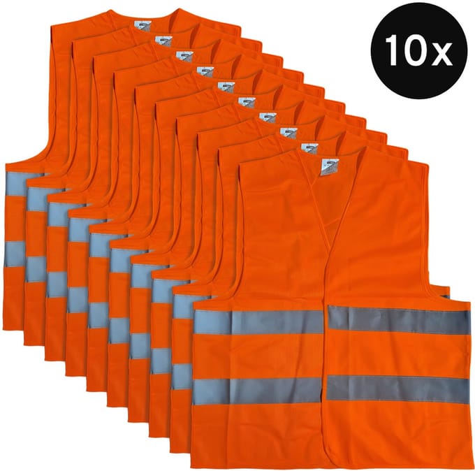 Mexxo Veiligheidshesje oranje - set van 10 - one size - reflecterend - 100% polyester
