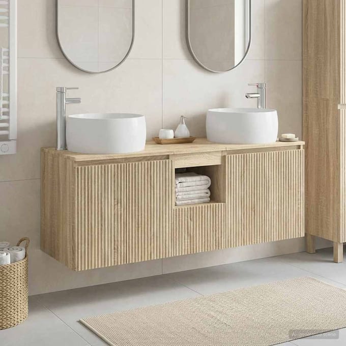 vidaXL - Badkamerkast - set - 3 - st - Sonoma - Eiken - 49,5 - x - 44,5 - x - 66 - cm