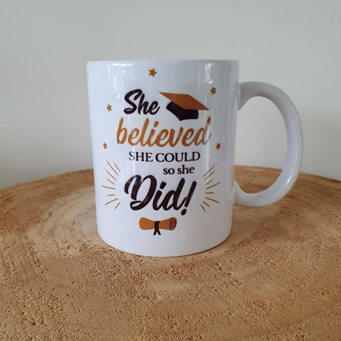 Beker - She believed she could so she did - Geslaagd - Cadeau