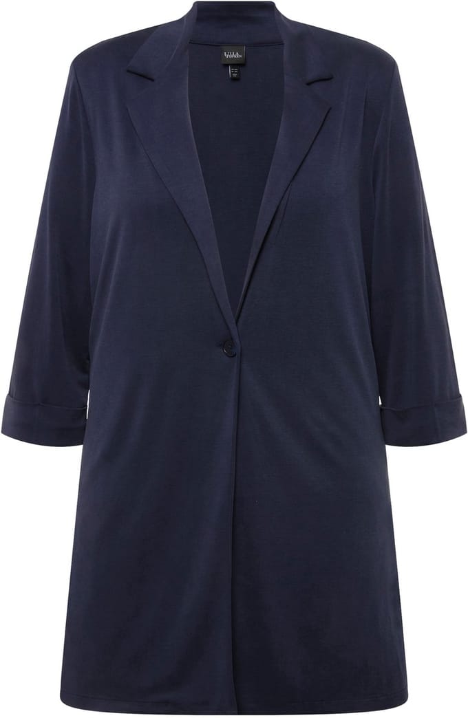 Ulla Popken - Dames - Jersey blazer reverskraag 3/4-mouwen modalmix - Marine - Maat 46+