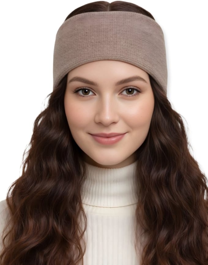 Dartomik - Klassieke Acryl Hoofdband - Melange Beige - Warm en Elastaan