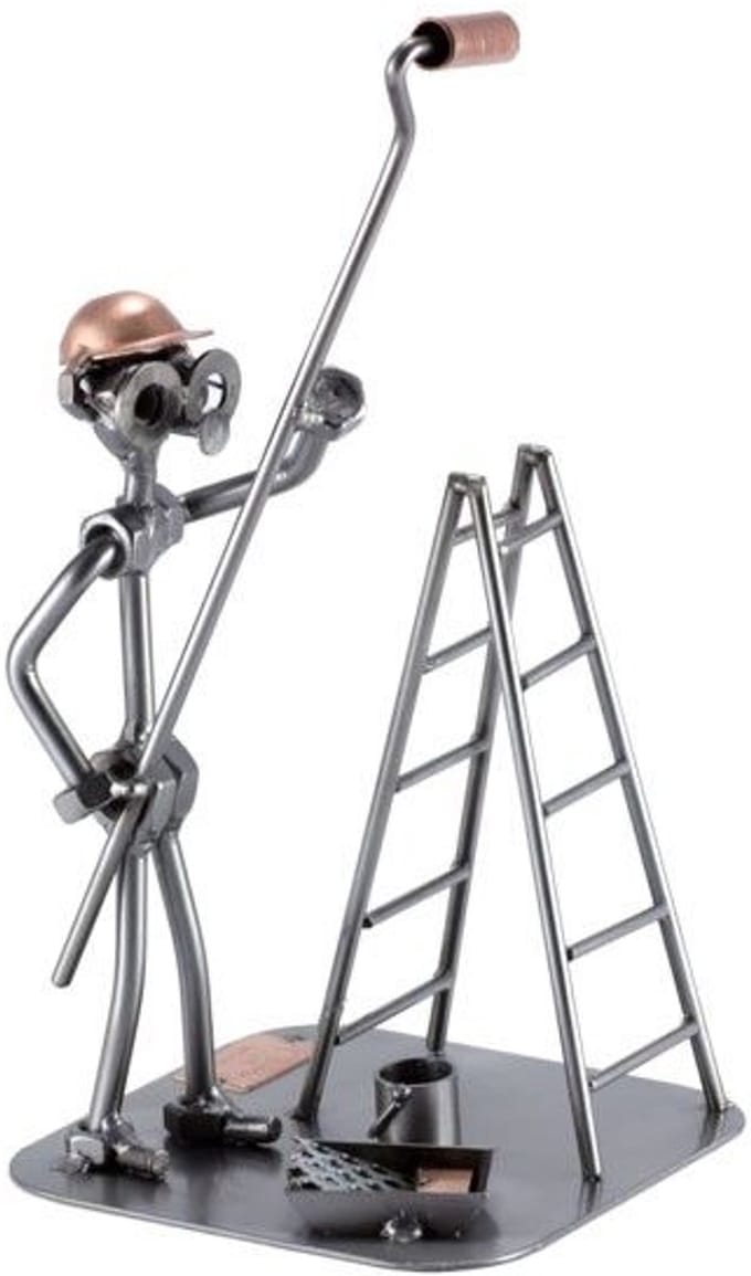 Metalen beeld - Schilder - Met ladder - Moerenbeeldje - 6x23x8 cm - by Rawa