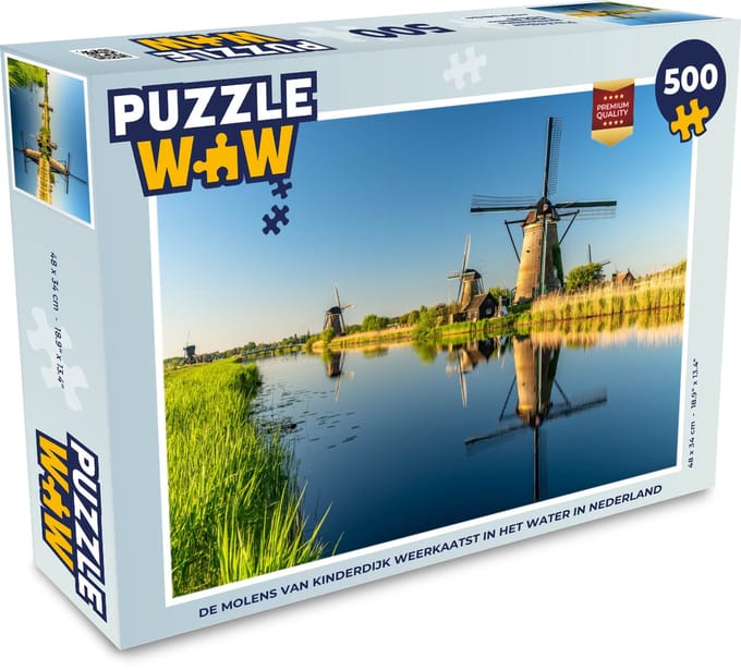Puzzel Molen - Water - Reflectie - Nederland - Legpuzzel - Puzzel 500 stukjes