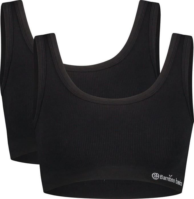 Comfortabel & Zijdezacht Bamboo Basics Seamless Rib Bra Ruby (2-pack) - Zwart - XL