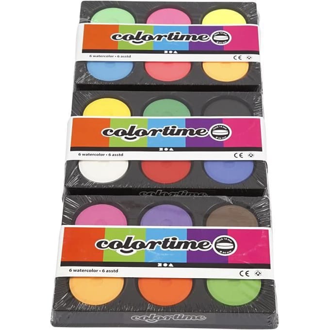 Waterverf in palet, d: 44 mm, 1 set