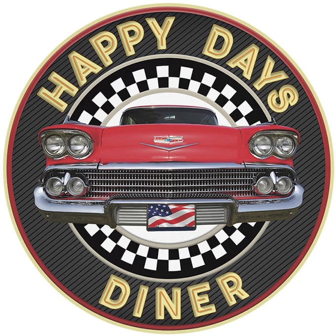 Signs USA - wandbord - dibond - Rond 60 x 60 cm - Happy Days Diner