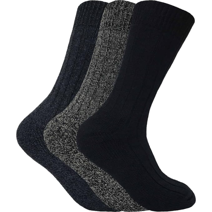 Set van 3 dikke wandelsokken van warme wolmix voor heren - Blauw