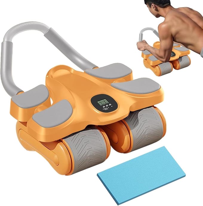 Buikspier Trainer - Core Roller - Krachtige Training - Automatische Rebound - Vierwiel Ontwerp - Oranje