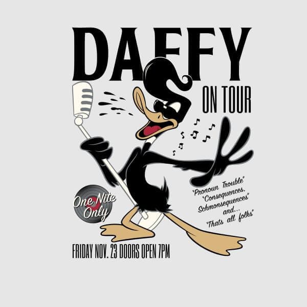Looney Tunes Daffy Concert Dames T-shirt - Grijs - M