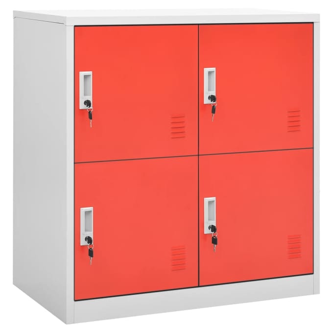 vidaXL - Lockerkast - 90x45x92,5 - cm - staal - lichtgrijs - en - rood