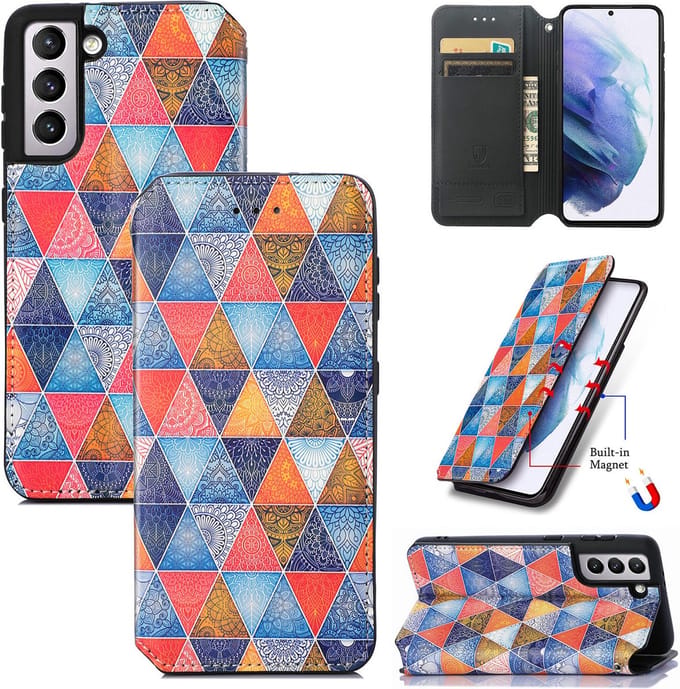 Luxe PU Lederen Wallet Case met Magneetsluiting voor Galaxy S21 Plus 5G _ Mandala