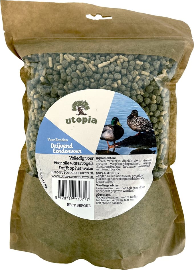 Utopia Drijvend Eendenvoer 1.2 kg - Luxe Natuurlijk Voer - Blijft Drijven, Zonder Toevoegingen